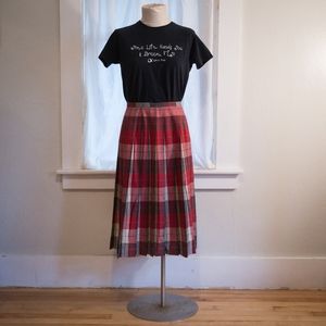 Vintage Plaid Pleated Skirt